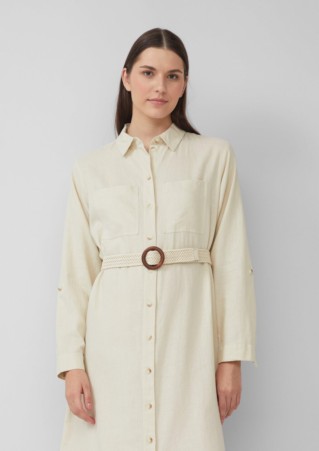 Hemdblusenkleid im Relaxed Fit mit geflochtenem Gürtel
