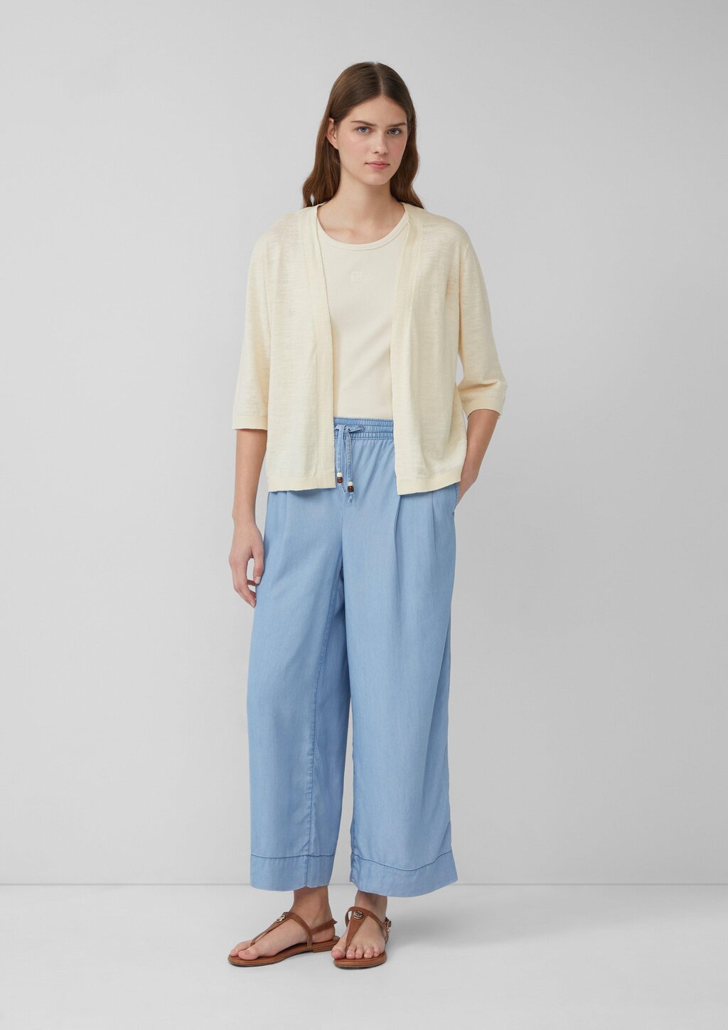 Feinstrickcardigan aus Baumwolle mit 3/4-Ärmeln