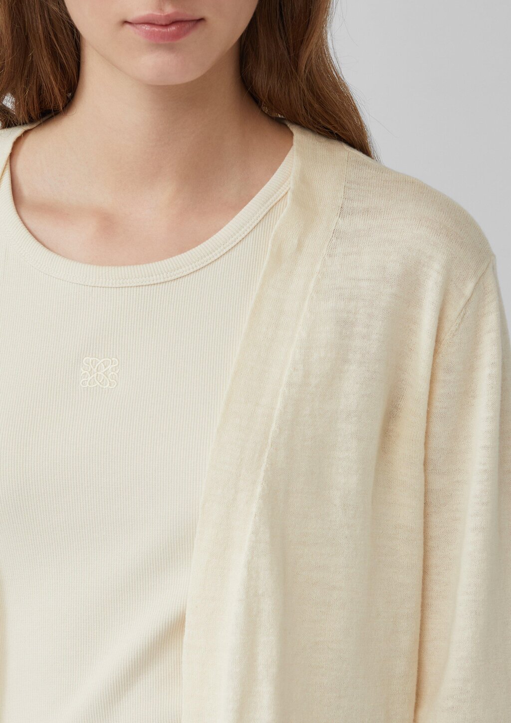 Feinstrickcardigan aus Baumwolle mit 3/4-Ärmeln