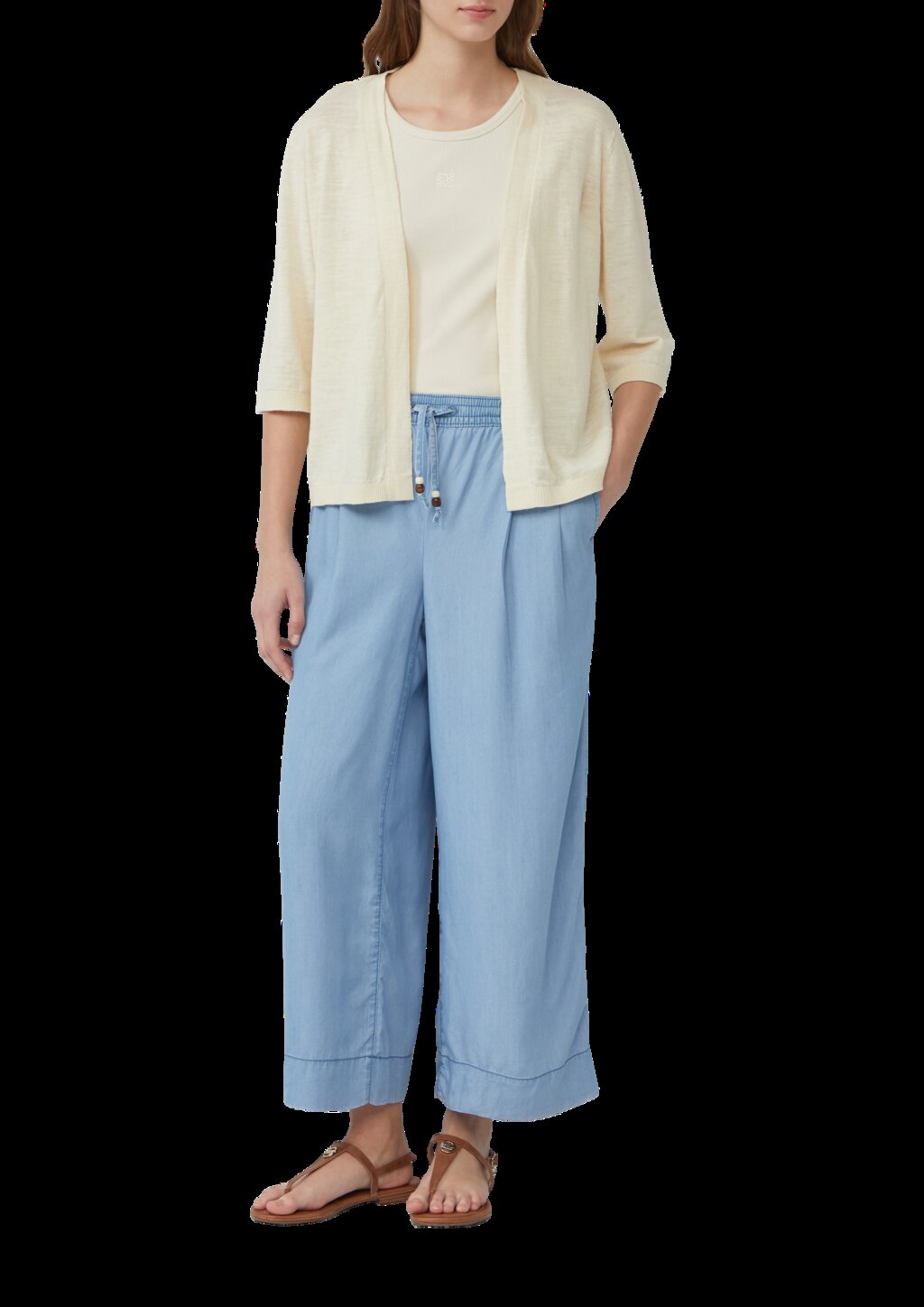 Feinstrickcardigan aus Baumwolle mit 3/4-Ärmeln