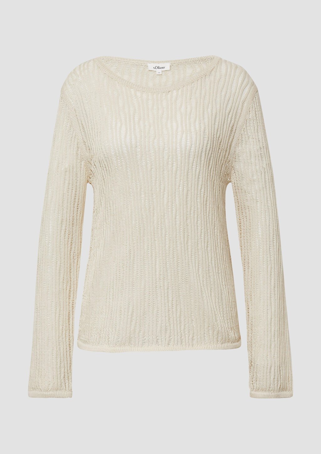 Luftiger Strickpullover aus Leinenmix mit Ajourmuster