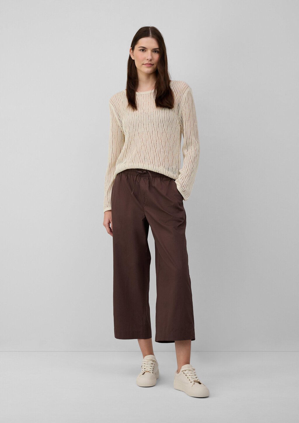 Luftiger Strickpullover aus Leinenmix mit Ajourmuster