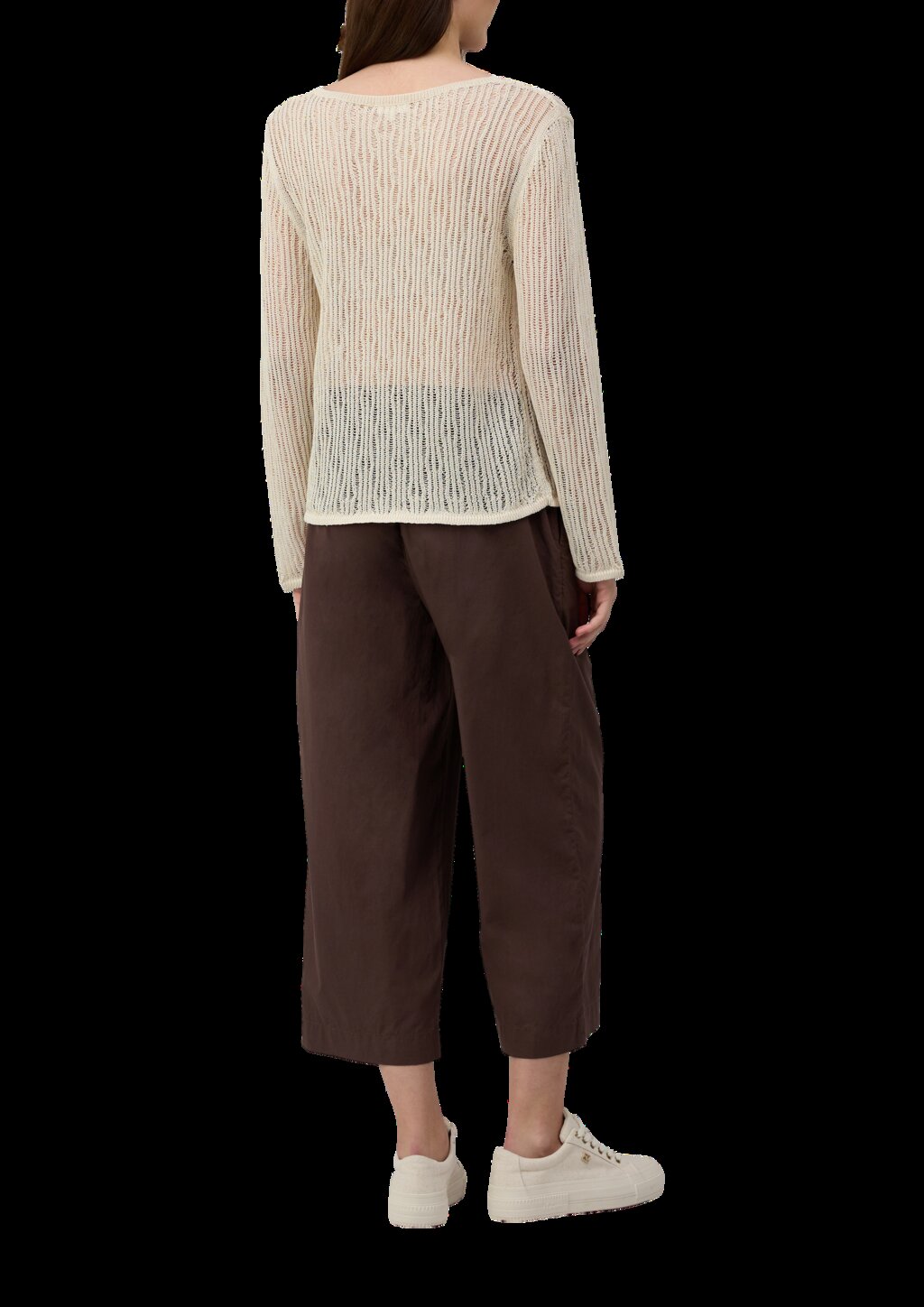 Luftiger Strickpullover aus Leinenmix mit Ajourmuster