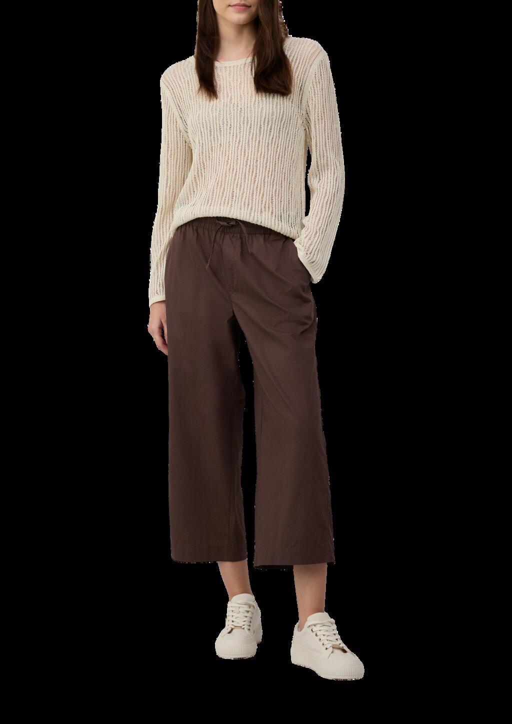 Luftiger Strickpullover aus Leinenmix mit Ajourmuster