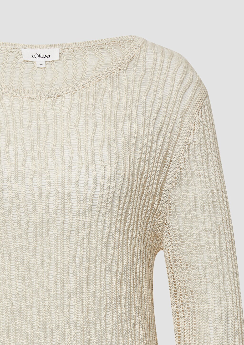 Luftiger Strickpullover aus Leinenmix mit Ajourmuster