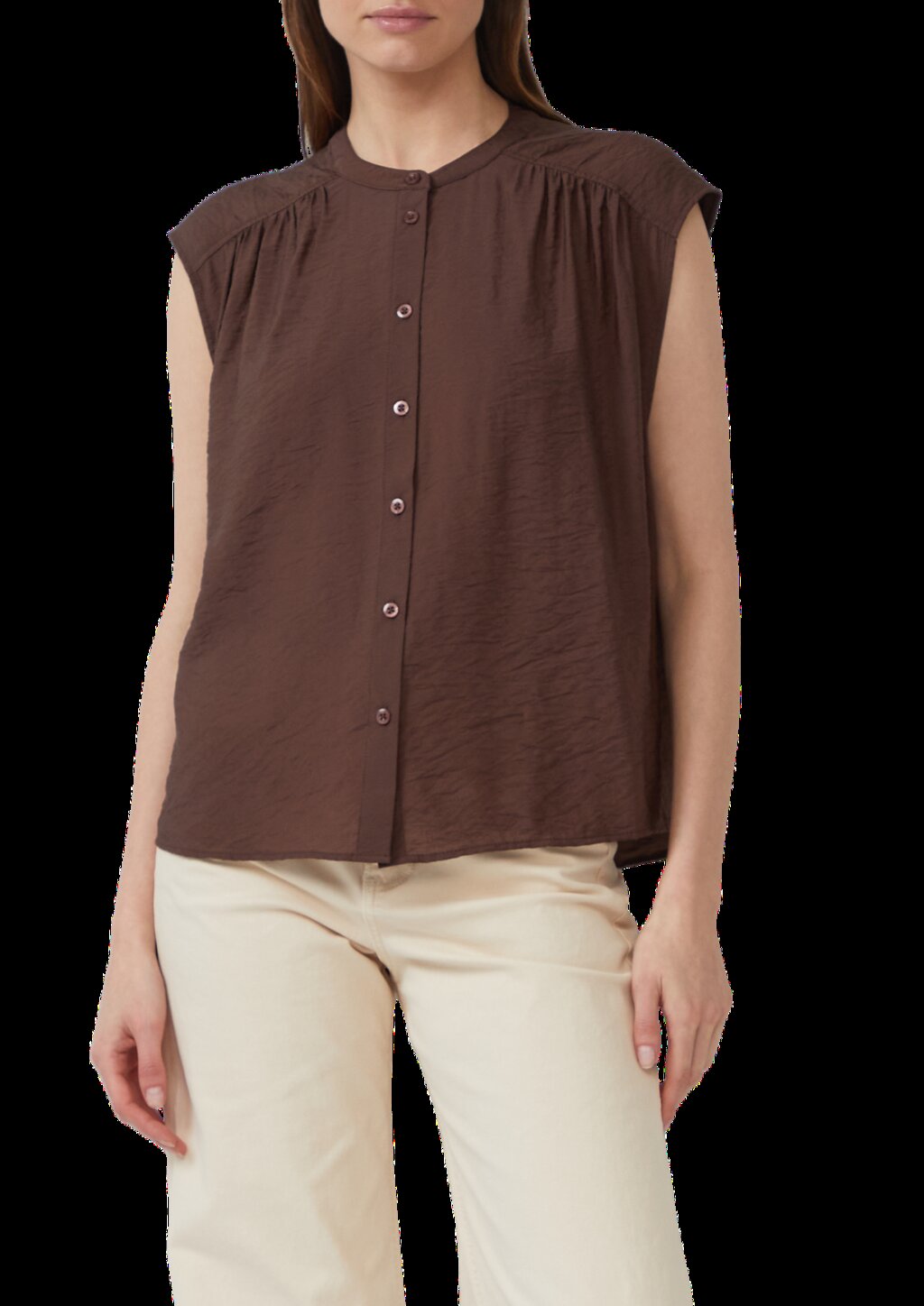 Weites Blusentop mit Raffung und Spitzen-Detail