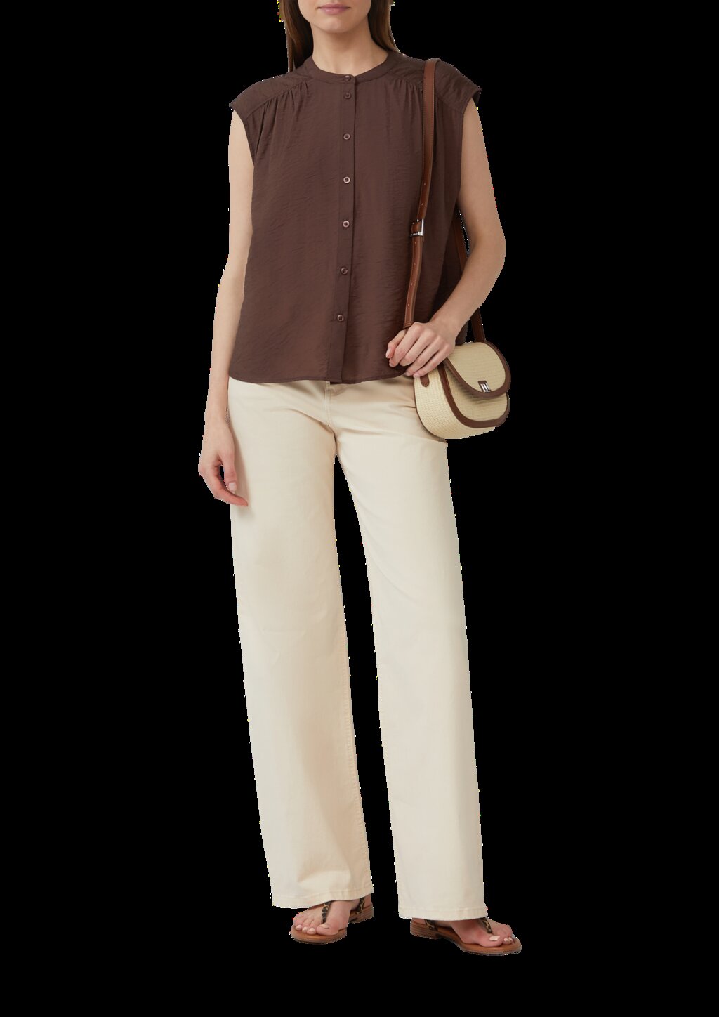 Weites Blusentop mit Raffung und Spitzen-Detail