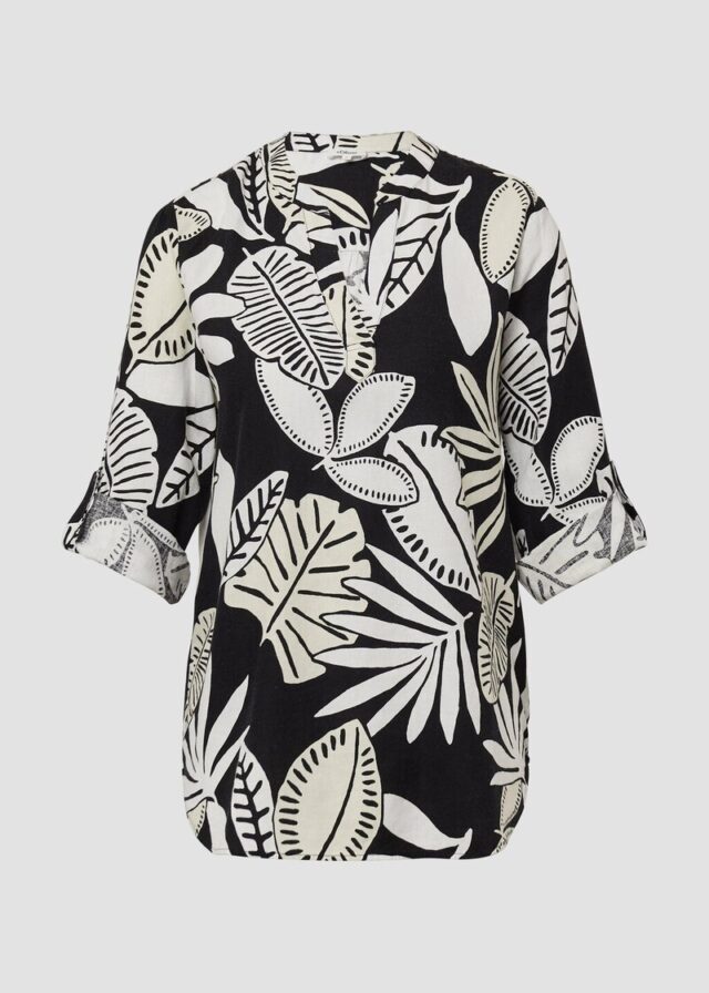 Bluse aus Leinenmix mit 3/4-Ärmeln