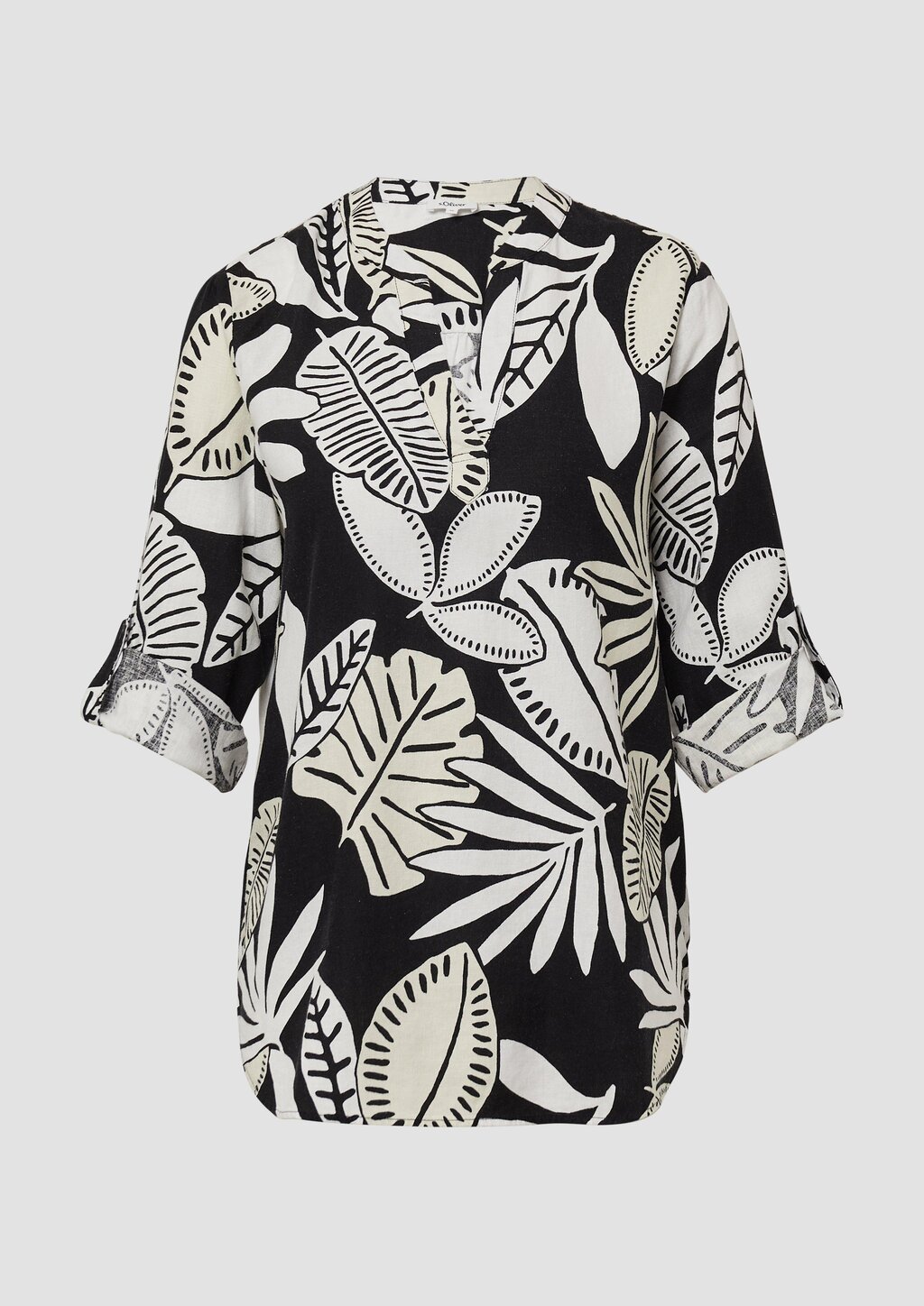 Bluse aus Leinenmix mit 3/4-Ärmeln