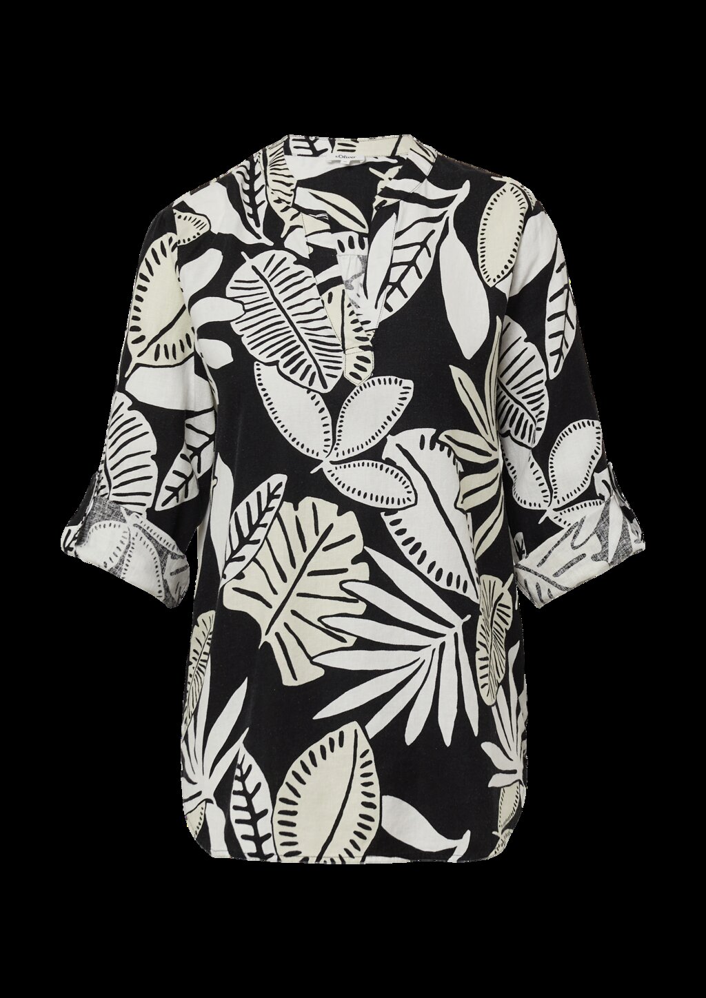 Bluse aus Leinenmix mit 3/4-Ärmeln