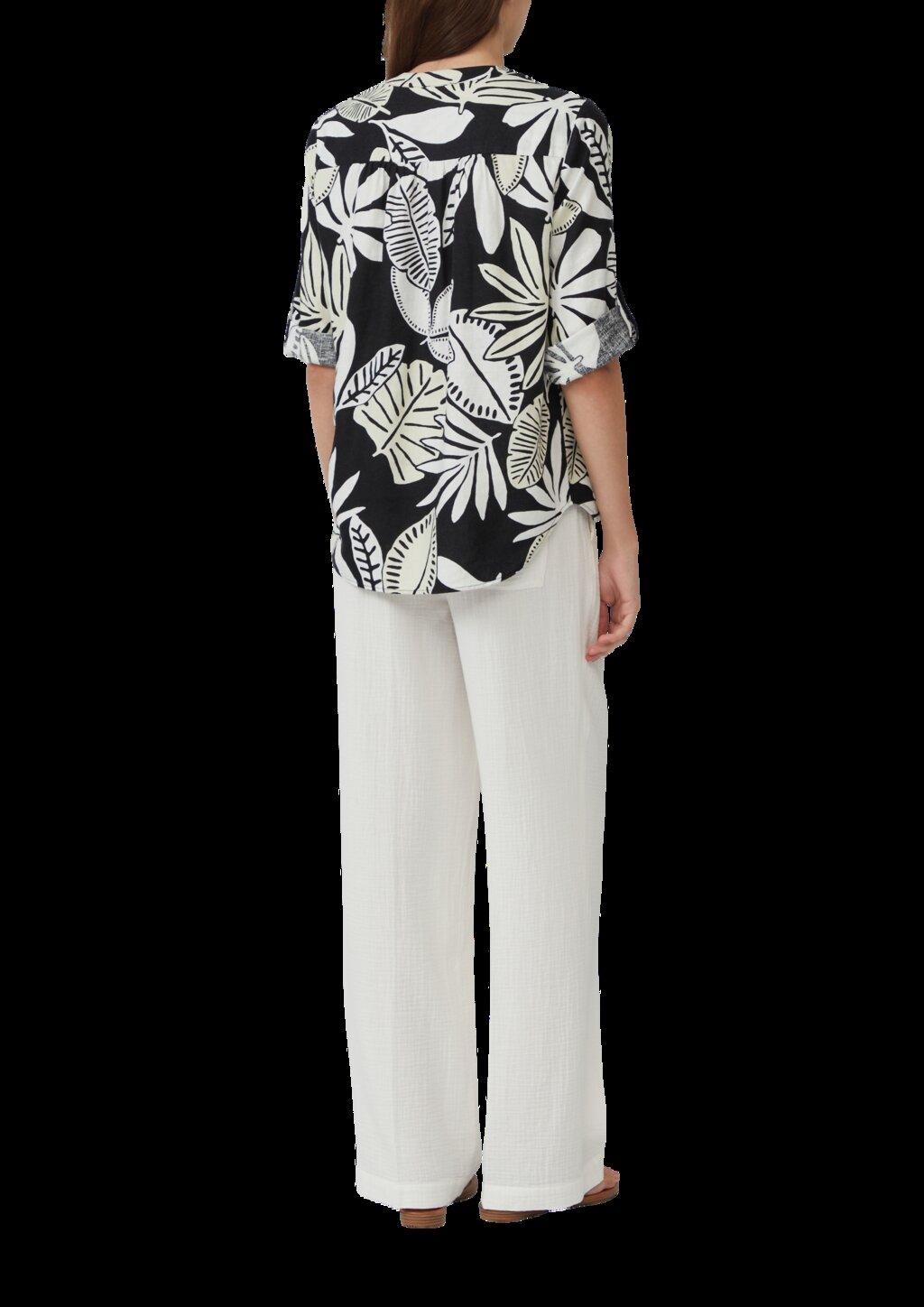 Bluse aus Leinenmix mit 3/4-Ärmeln