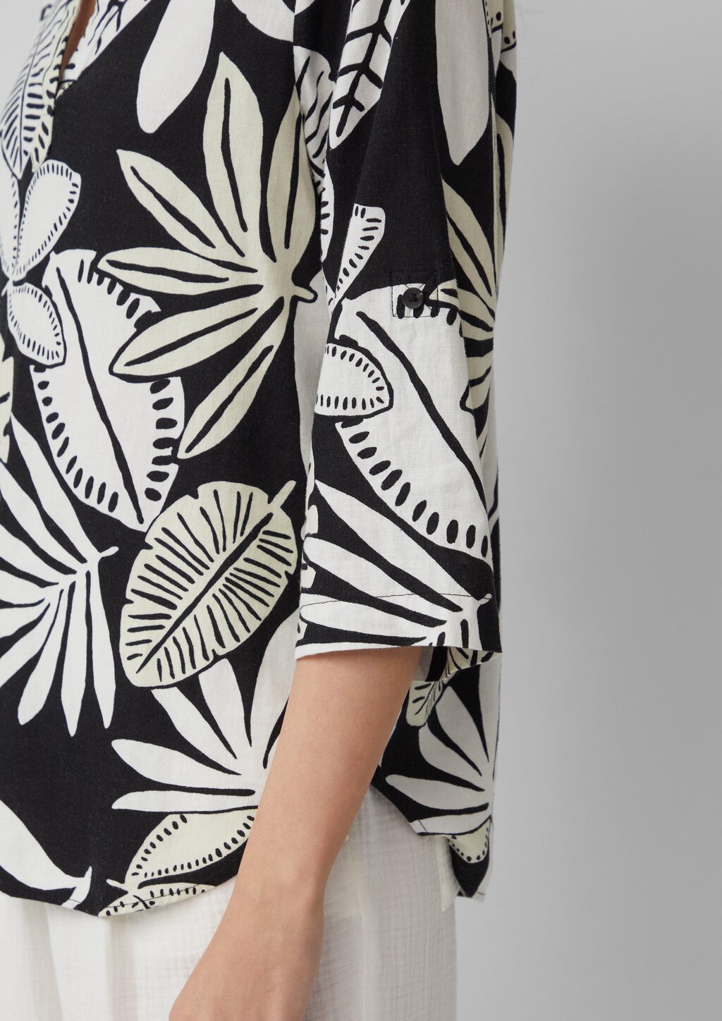 Bluse aus Leinenmix mit 3/4-Ärmeln