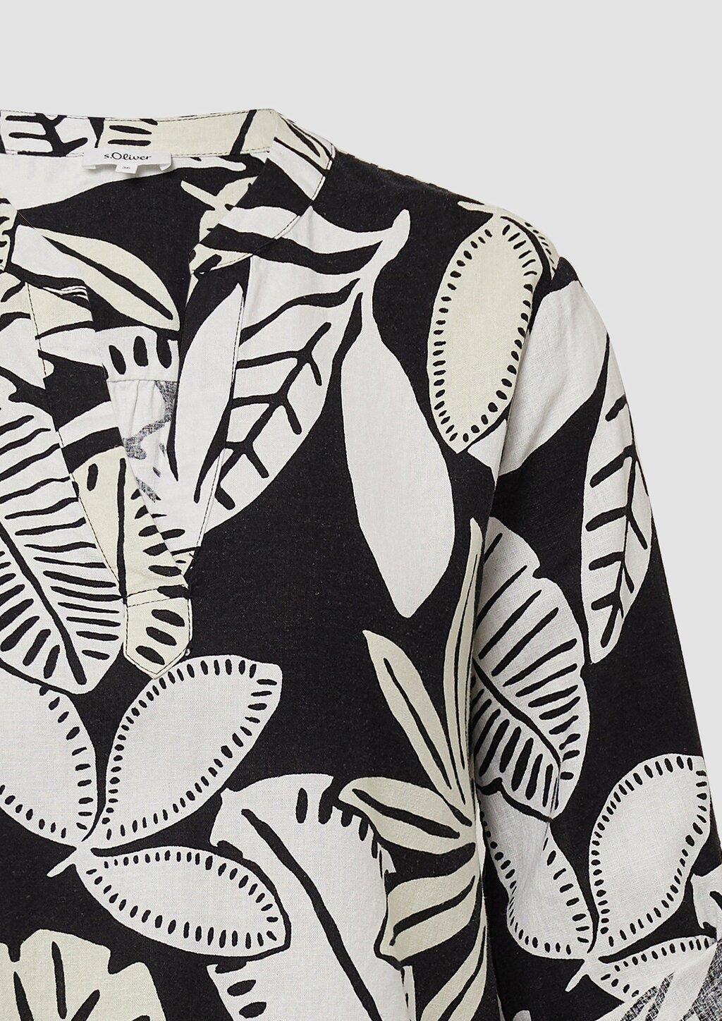 Bluse aus Leinenmix mit 3/4-Ärmeln