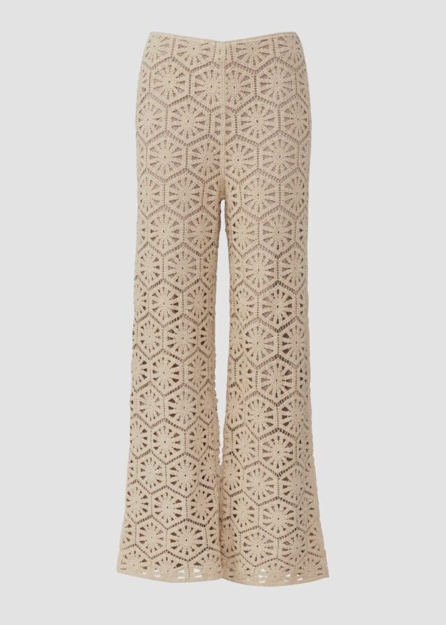 Wide-Leg-Hose aus Häkelspitze mit Jerseyfutter