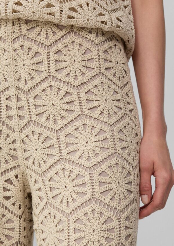 Wide-Leg-Hose aus Häkelspitze mit Jerseyfutter