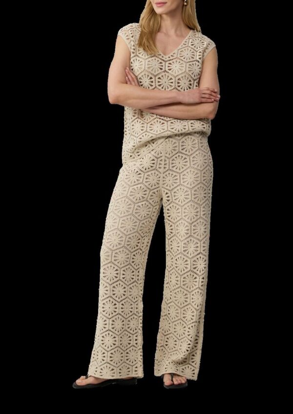 Wide-Leg-Hose aus Häkelspitze mit Jerseyfutter