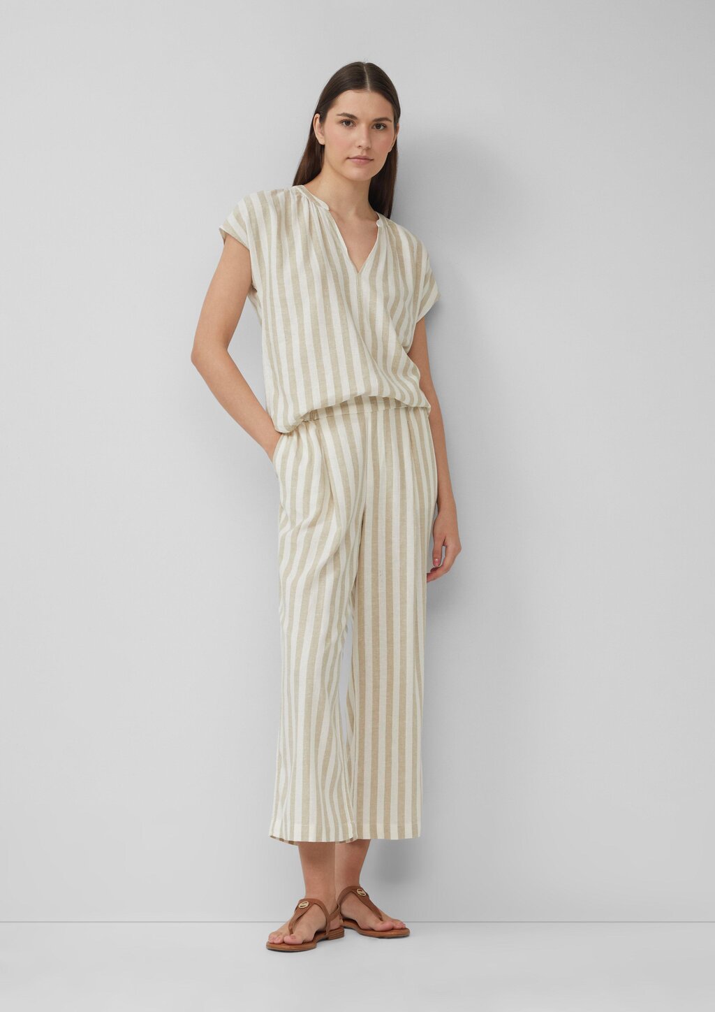 Culotte aus Leinenmix im Relaxed Fit