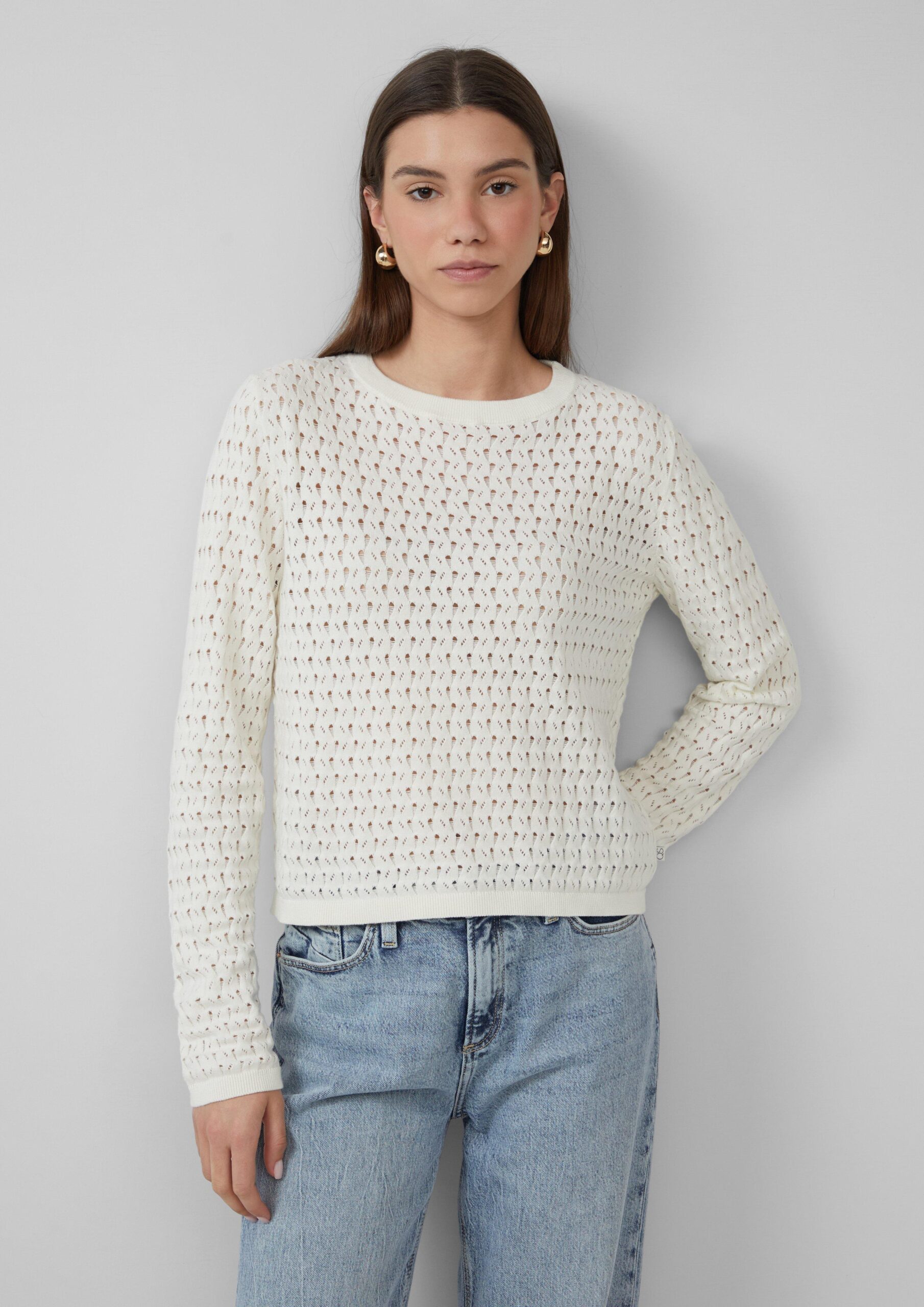 Leichter Baumwollpullover mit Ajourmuster