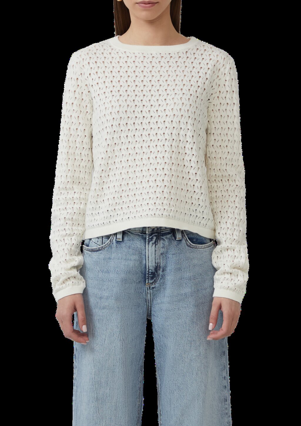 Leichter Baumwollpullover mit Ajourmuster