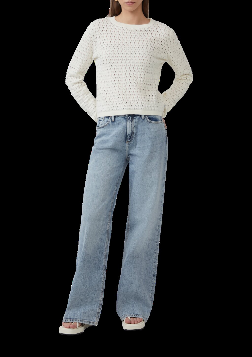 Leichter Baumwollpullover mit Ajourmuster