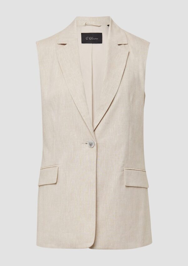 Lange Weste im Relaxed Fit aus Leinenmix
