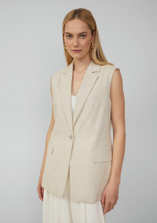 Lange Weste im Relaxed Fit aus Leinenmix
