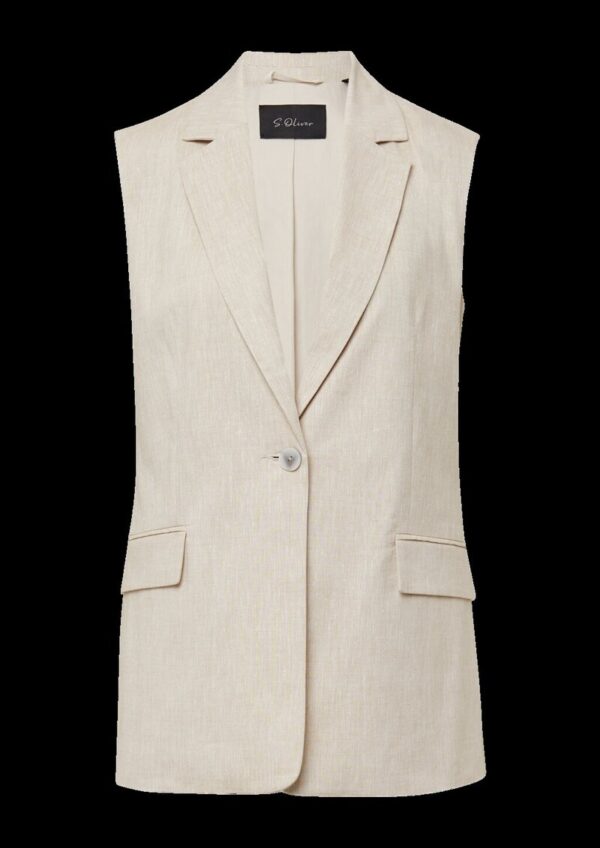 Lange Weste im Relaxed Fit aus Leinenmix