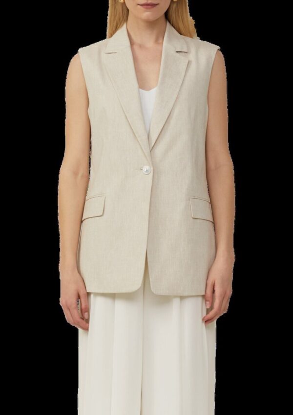Lange Weste im Relaxed Fit aus Leinenmix