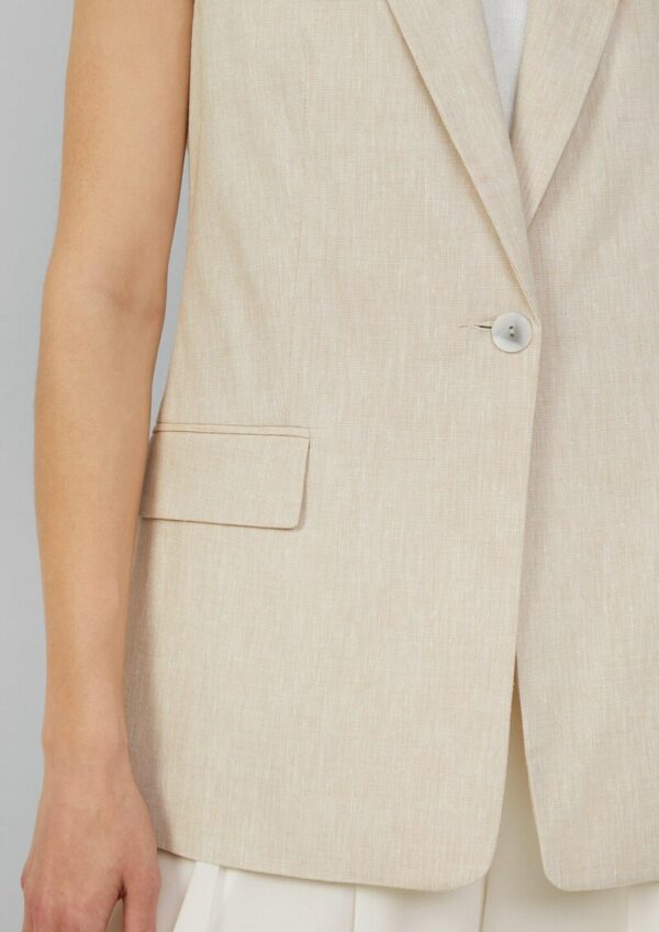 Lange Weste im Relaxed Fit aus Leinenmix