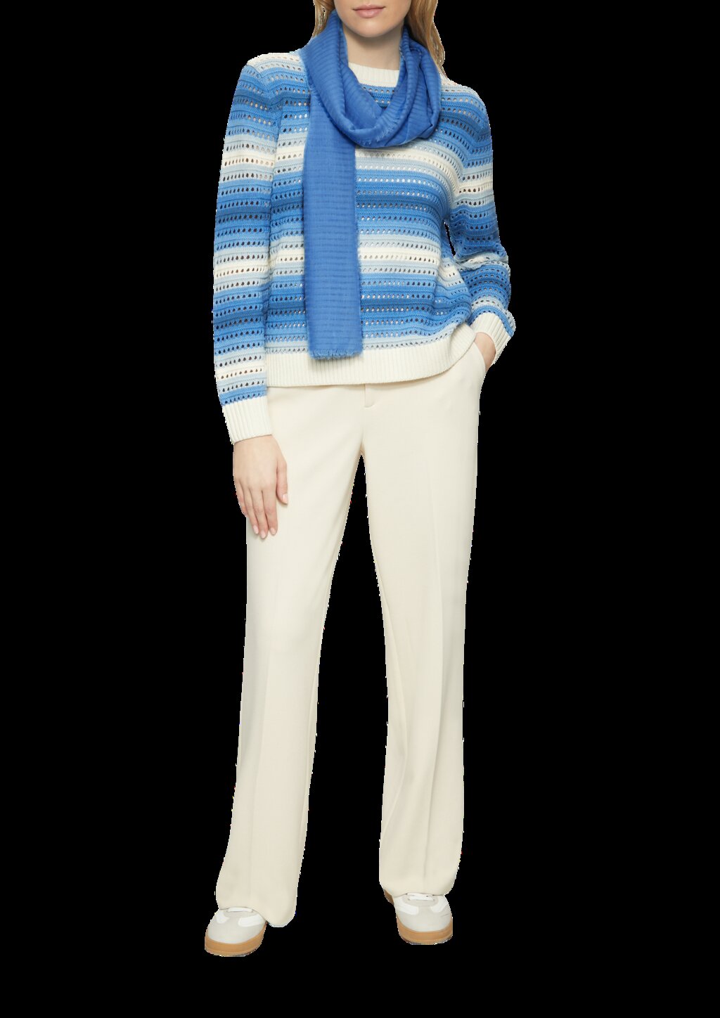 Gestreifter Schal aus Webware mit Fransen