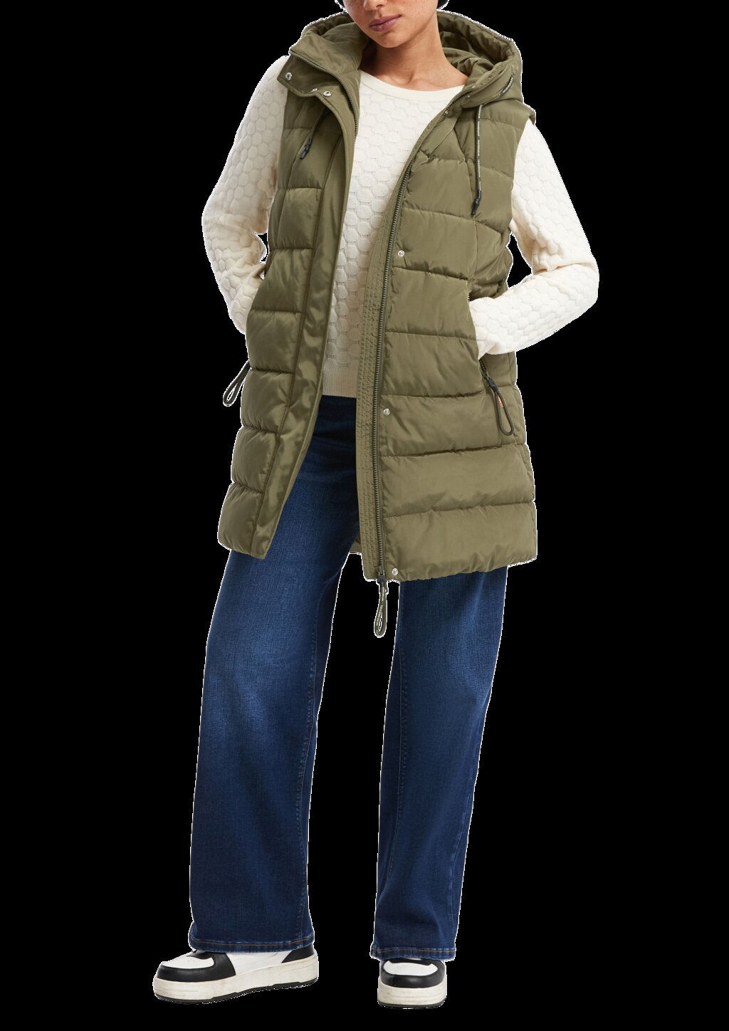 Warm wattierte Steppweste mit Kapuze