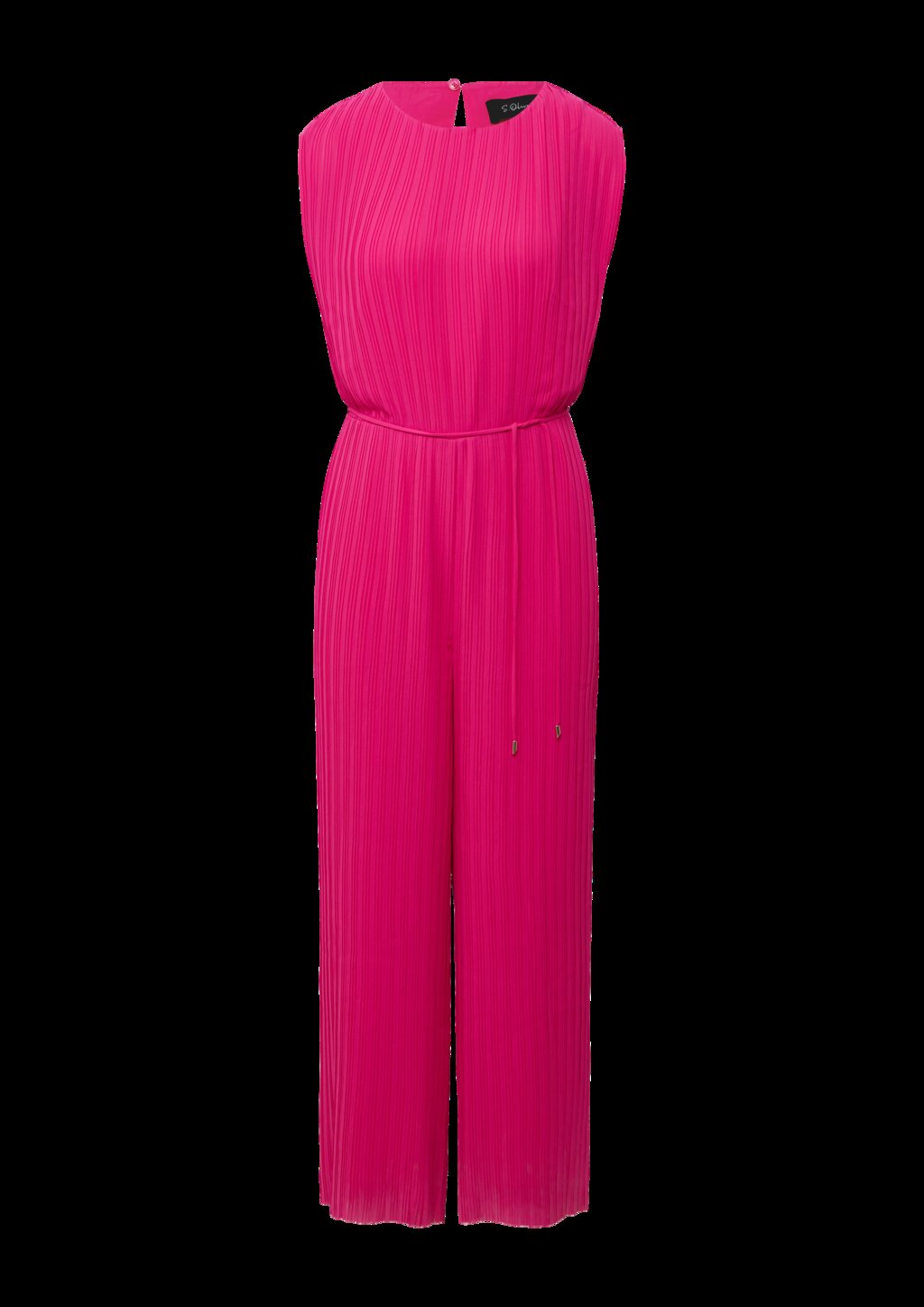 Plissierter Jumpsuit aus Chiffon mit Bindegürtel