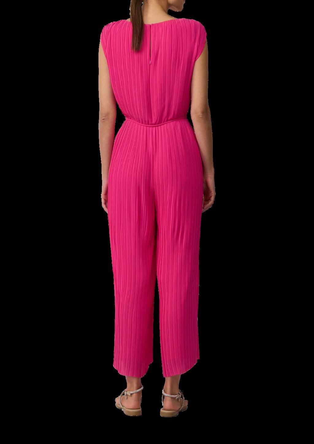 Plissierter Jumpsuit aus Chiffon mit Bindegürtel