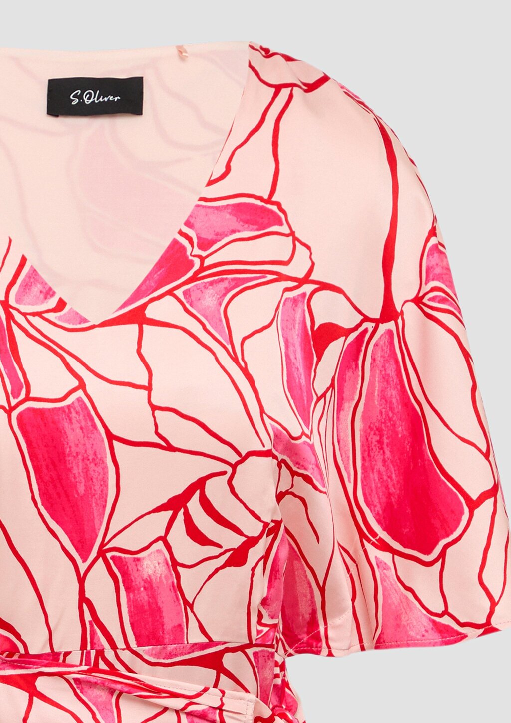 Satinkleid in Wickeloptik mit V-Ausschnitt