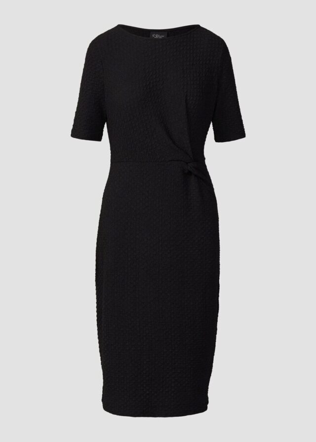 Strukturiertes Slim-Fit-Kleid mit Knotendetail