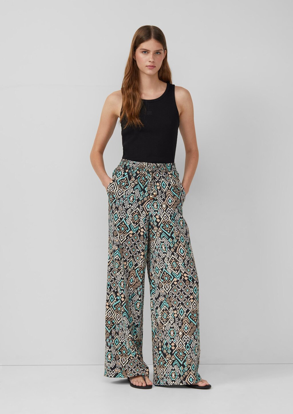 Wide-Leg-Hose im Relaxed Fit aus Viskosemix