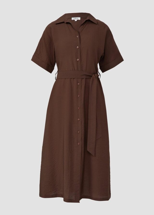 Hemdblusenkleid aus Viskosemix mit Eingrifftaschen