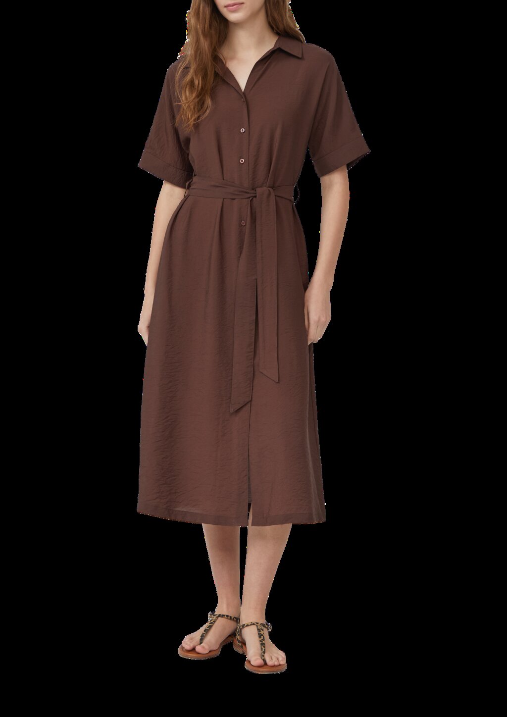 Hemdblusenkleid aus Viskosemix mit Eingrifftaschen