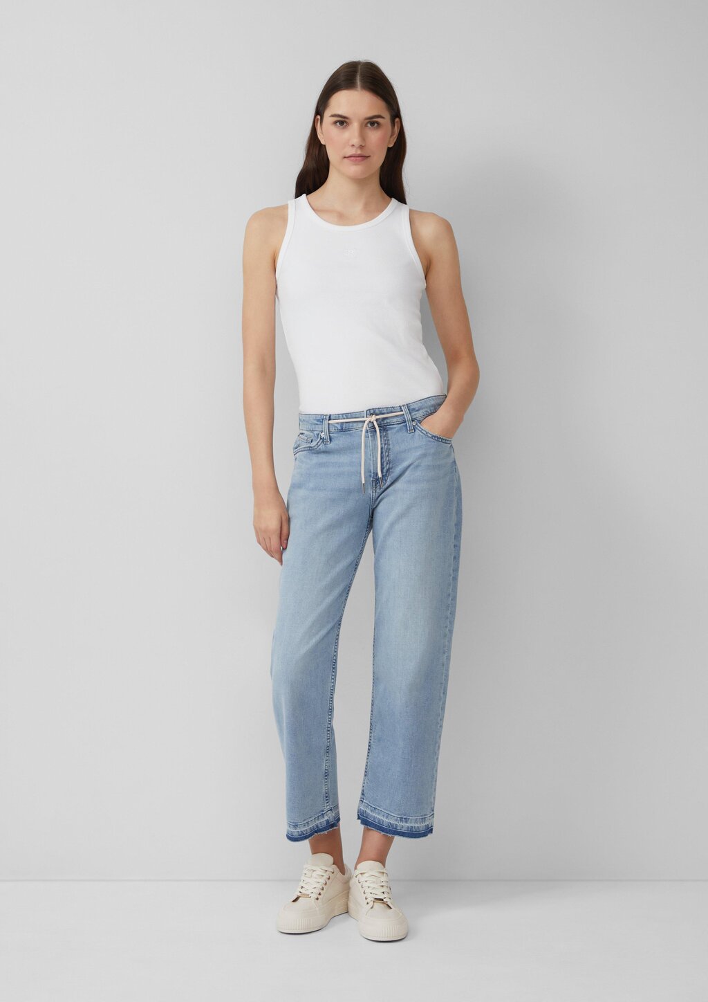 Cropped-Jeans Karolin / Regular Fit / Mid Rise / Straight Leg / offener Saum