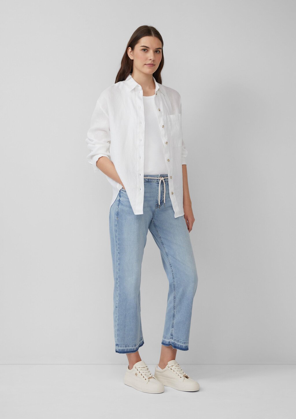 Cropped-Jeans Karolin / Regular Fit / Mid Rise / Straight Leg / offener Saum