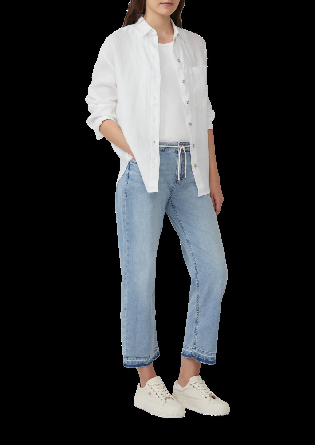 Cropped-Jeans Karolin / Regular Fit / Mid Rise / Straight Leg / offener Saum