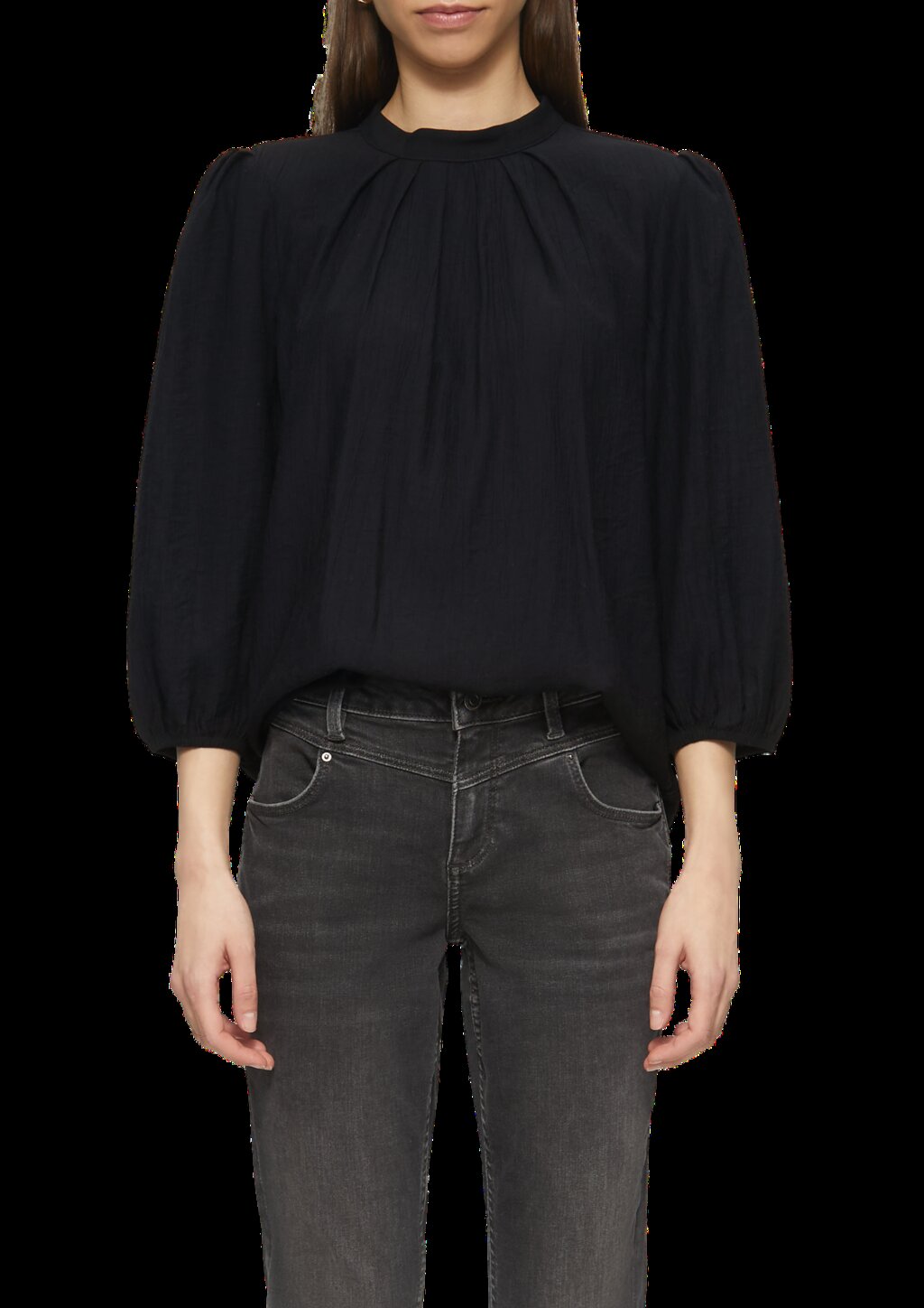 Viskosemix-Bluse mit Crinkle-Struktur