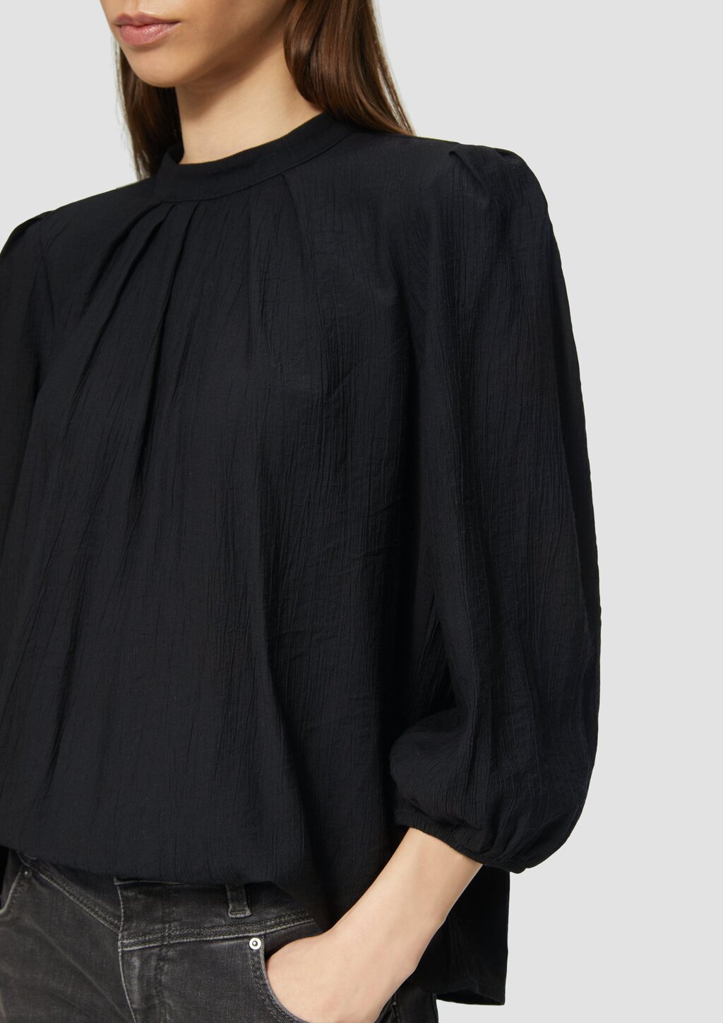 Viskosemix-Bluse mit Crinkle-Struktur