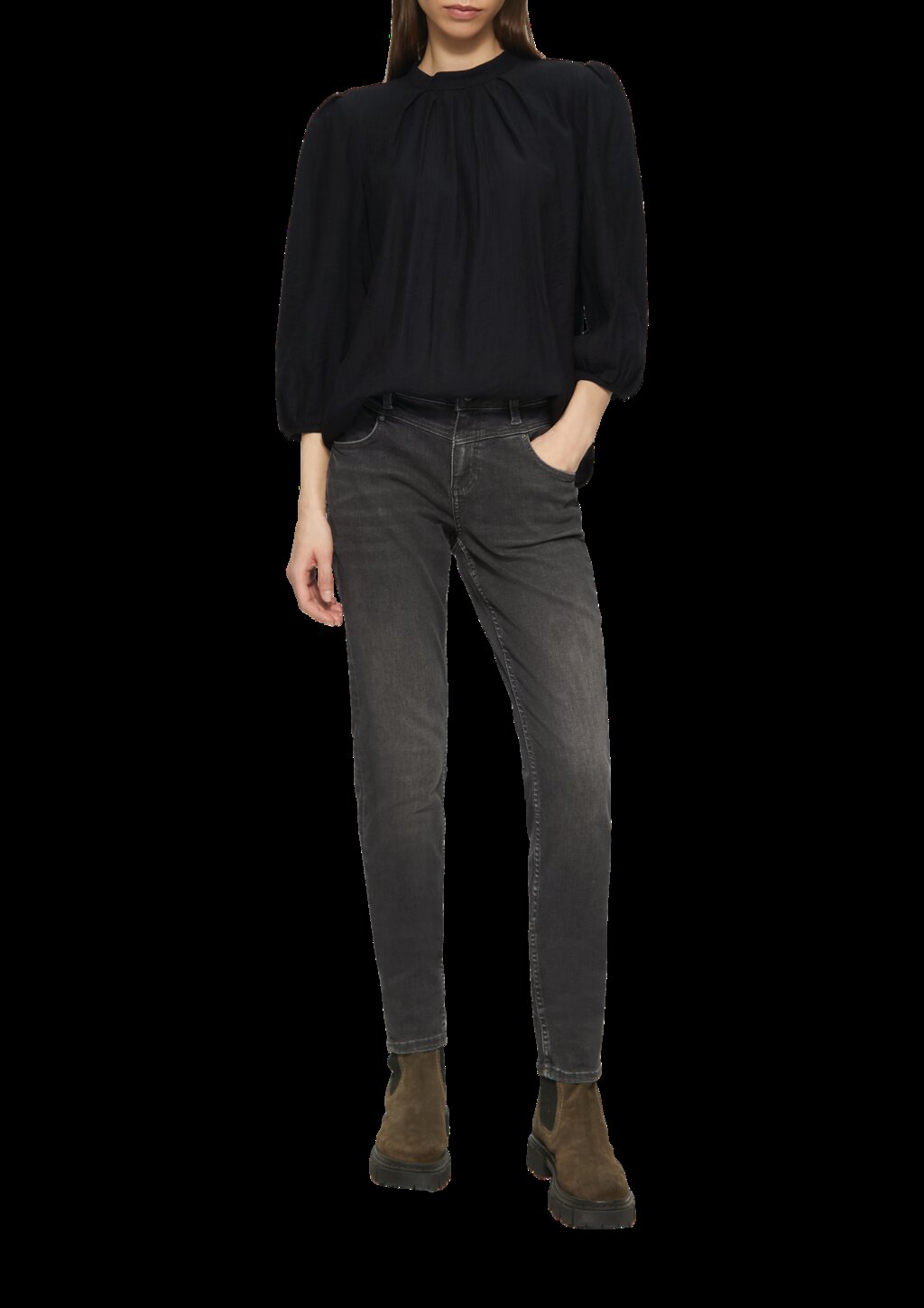 Viskosemix-Bluse mit Crinkle-Struktur