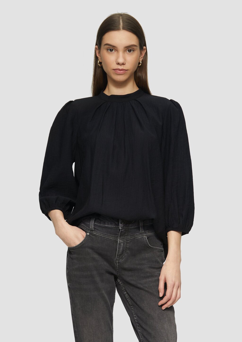 Viskosemix-Bluse mit Crinkle-Struktur