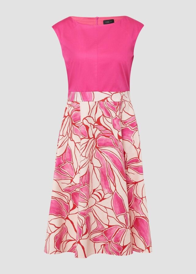 Ärmelloses Kleid aus Baumwollmix mit ausgestelltem Rock