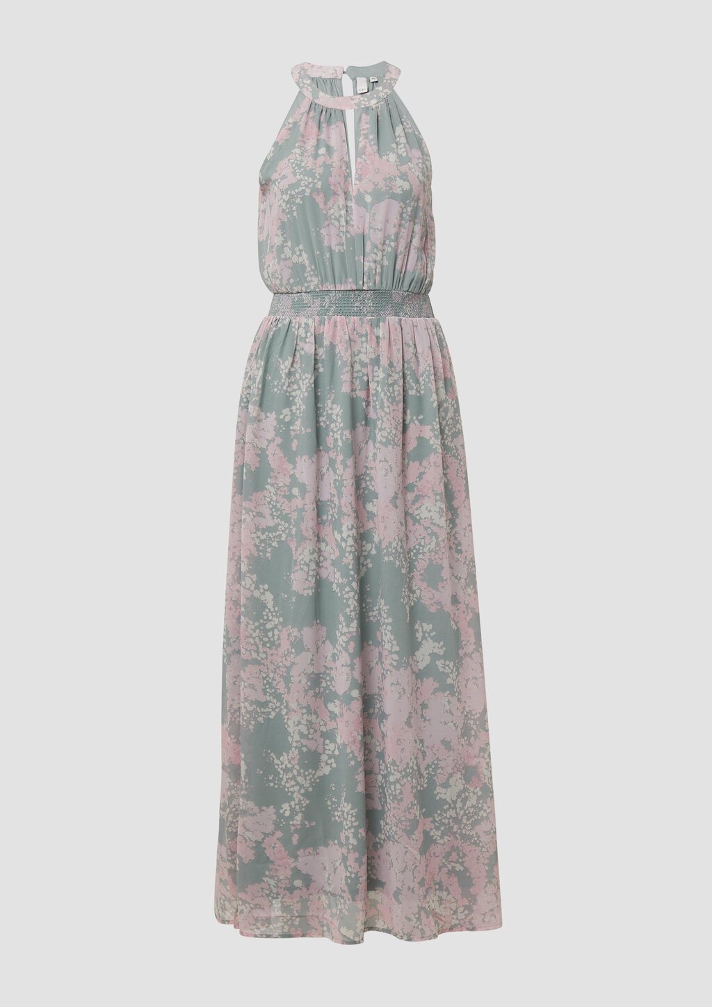 Langes Chiffonkleid mit Smok-Detail