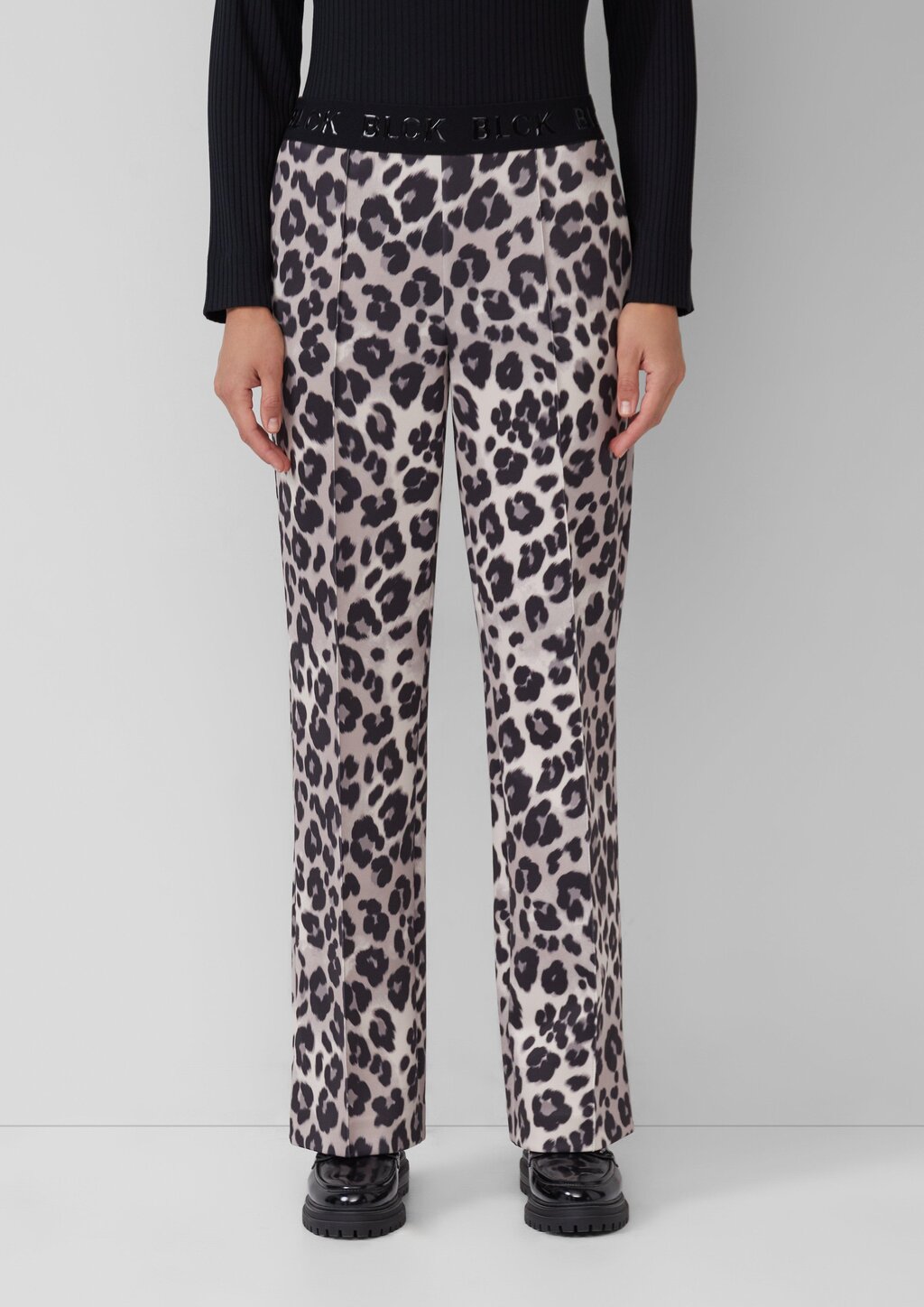 Wide-Leg-Hose aus Scuba mit Logo-Gummibund