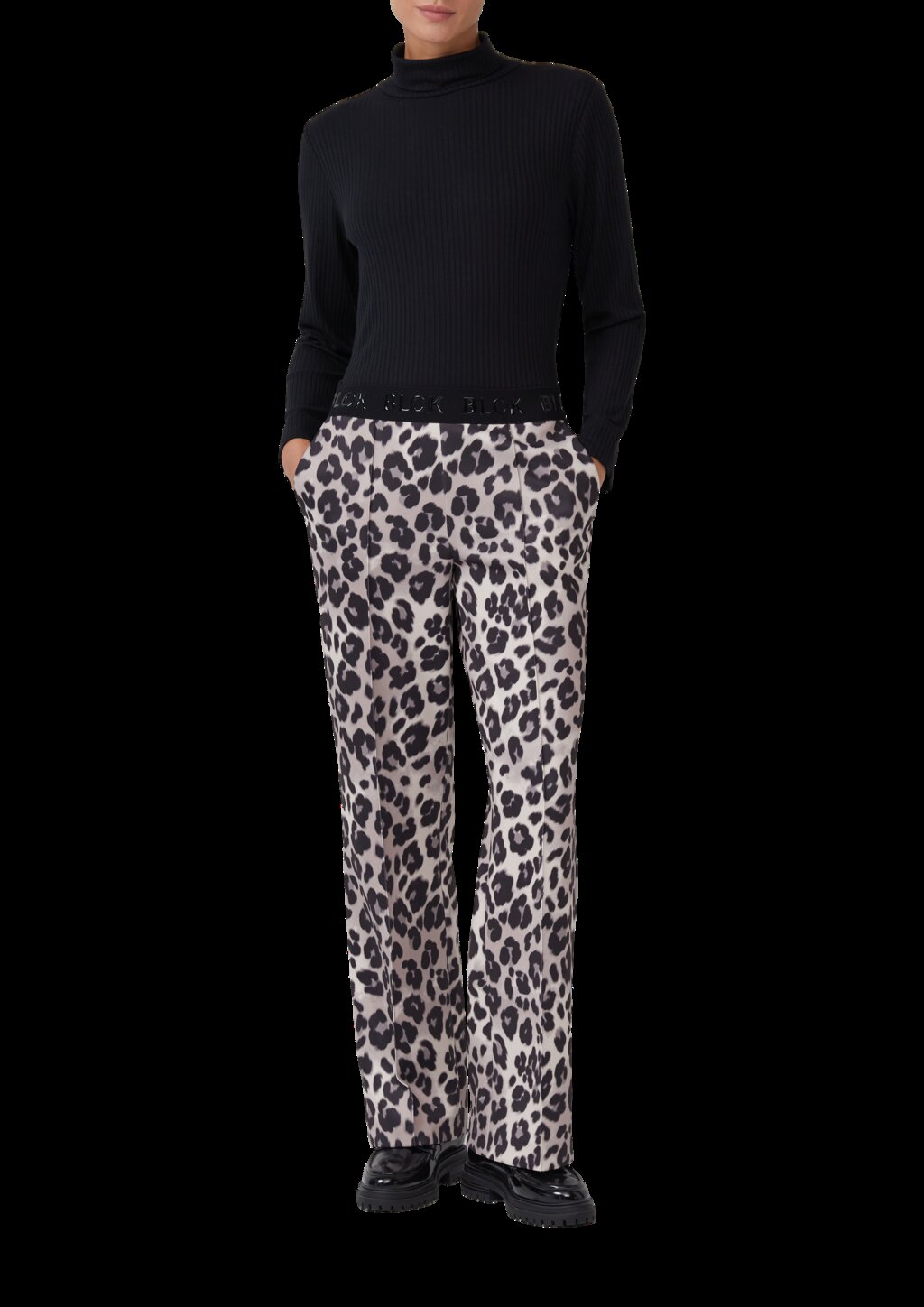 Wide-Leg-Hose aus Scuba mit Logo-Gummibund