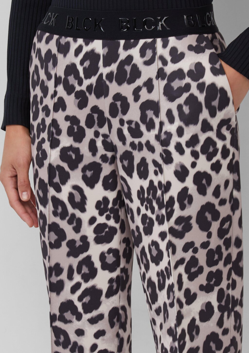 Wide-Leg-Hose aus Scuba mit Logo-Gummibund